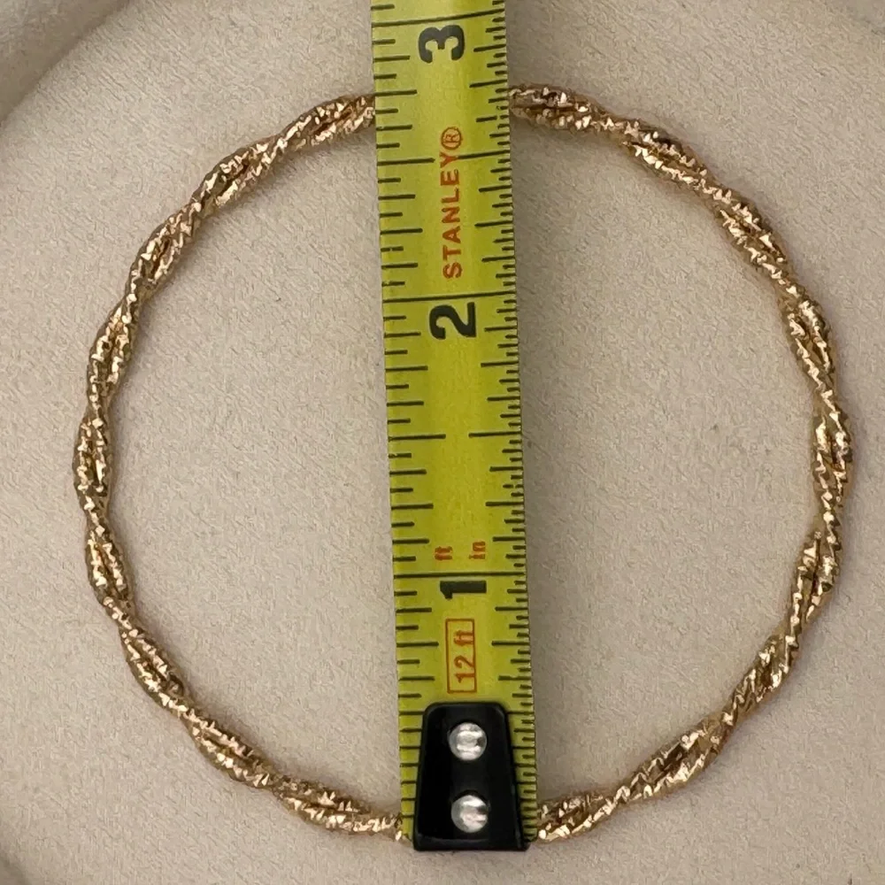 Vintage Gold Tone Nugget Twist Bangle Bracelet‎ Textured Rope Design Stacking